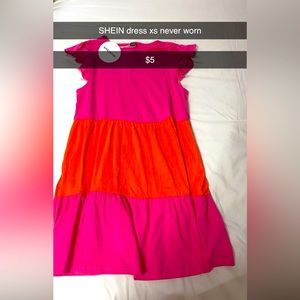 Cute pink and orange SHEIN dress size xs never worn